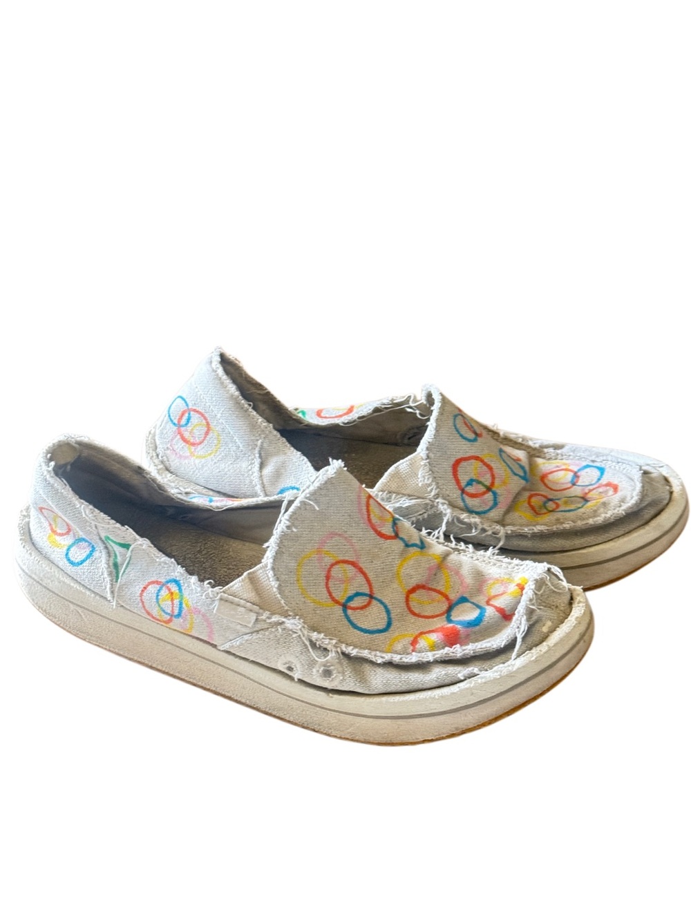 Sanuk custom painted abstract Slip-On Canvas hemp yoga mat Shoes Sz 8 women’s